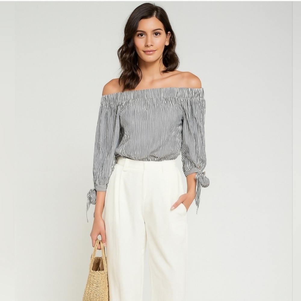Striped Off-Shoulder Cotton Top